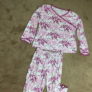 Asian Wrap Organic-Cotton Pajamas Pink Blossoms